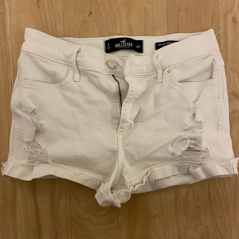 Hollister white jean shorts